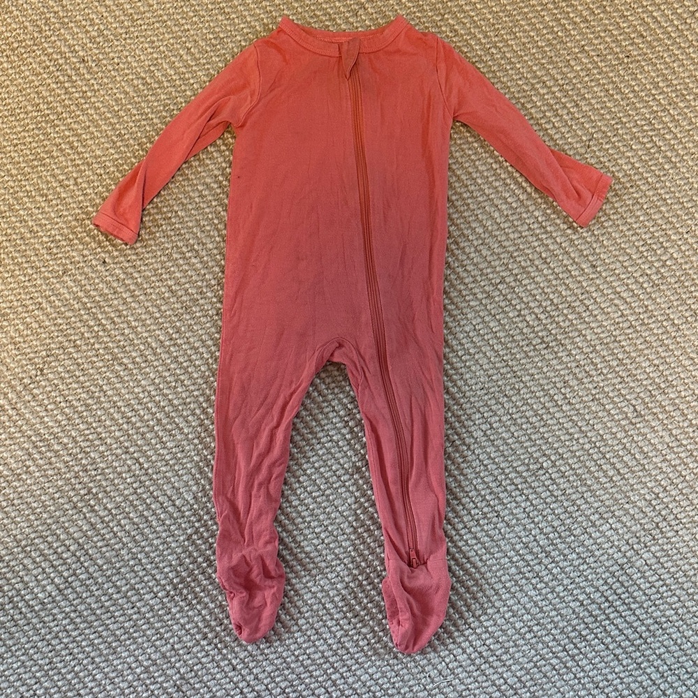 Kyte BABY Coral Zip Footed One-Piece